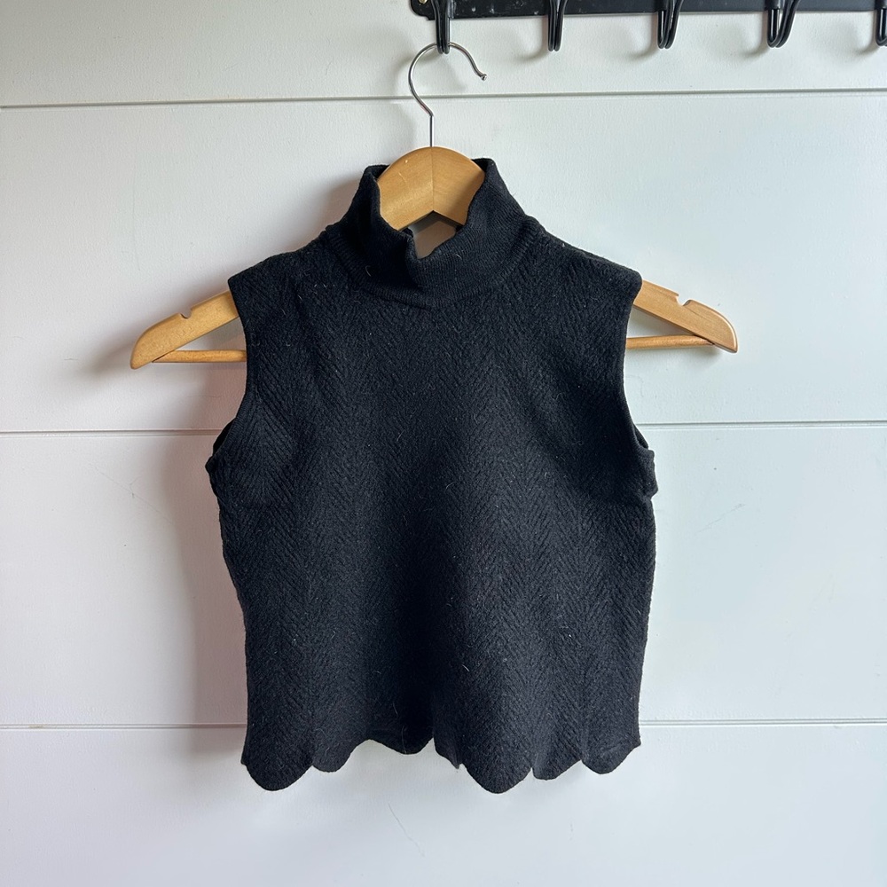 Sleeveless Black Mock Neck Top - Women's Blouse